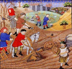 Medieval peasants farming